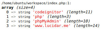 var_dump function is displayed properly