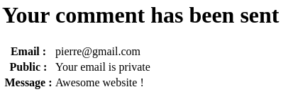 Processing of the comment form