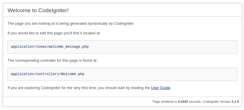 CodeIgniter welcome page