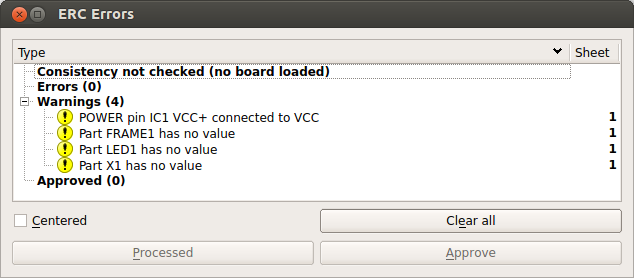 Fenêtre contenant la liste des erreurs