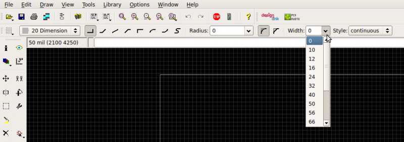 Sélection de la largeur des pistes