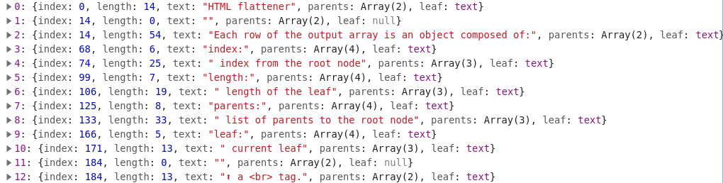 Les élements HTML/DOM aplatis dans un tableau