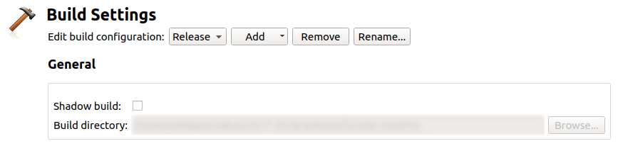 Décocher l'option 'shadow build' dans Qt Creator