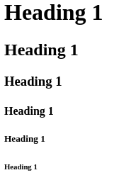 Titre de niveaux 1 à 6 créés en HTML et en PHP
