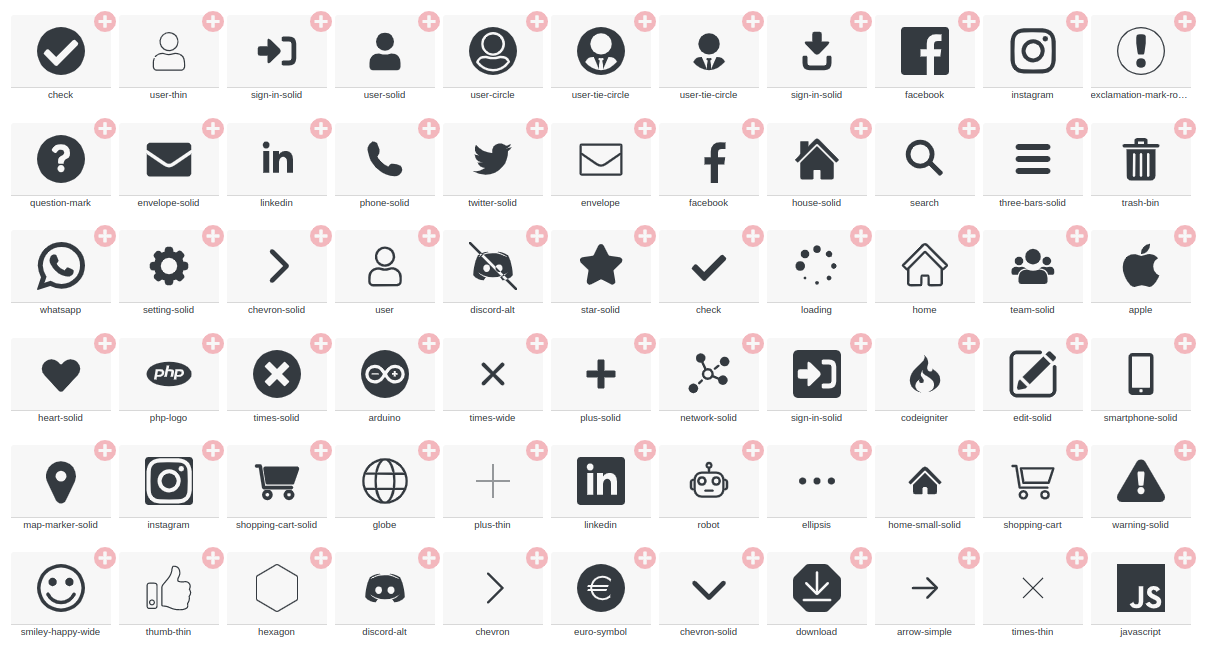 Collections d'îcones vectorielles pour le développement Web