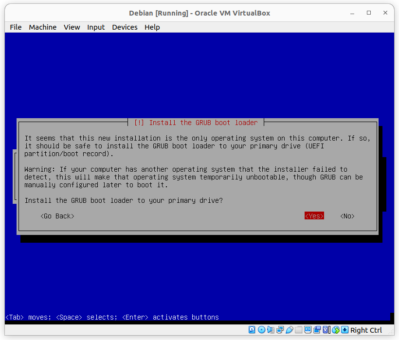 Installation de GRUB sur le disque primaire