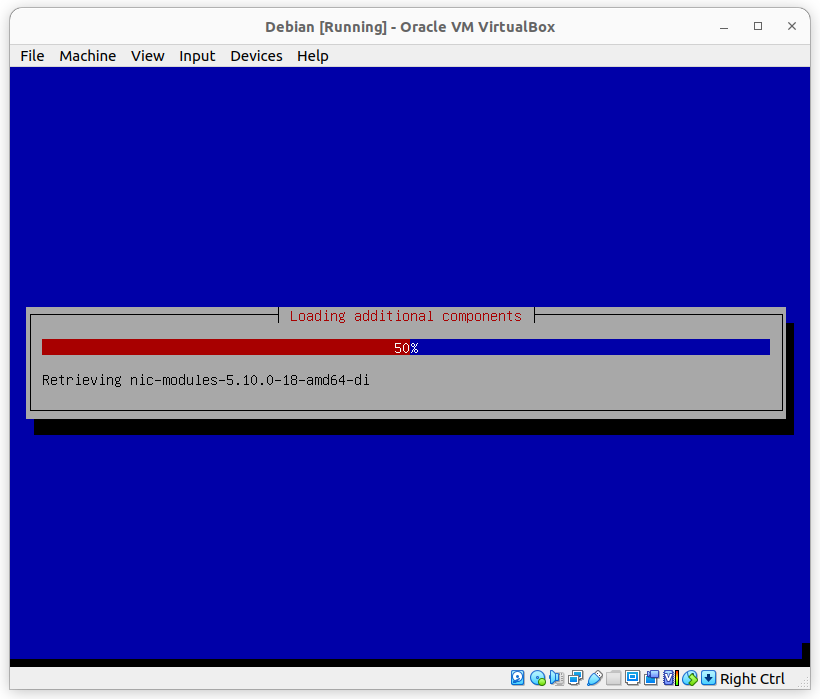 L'installateur Debian charge des composants supplémentaires