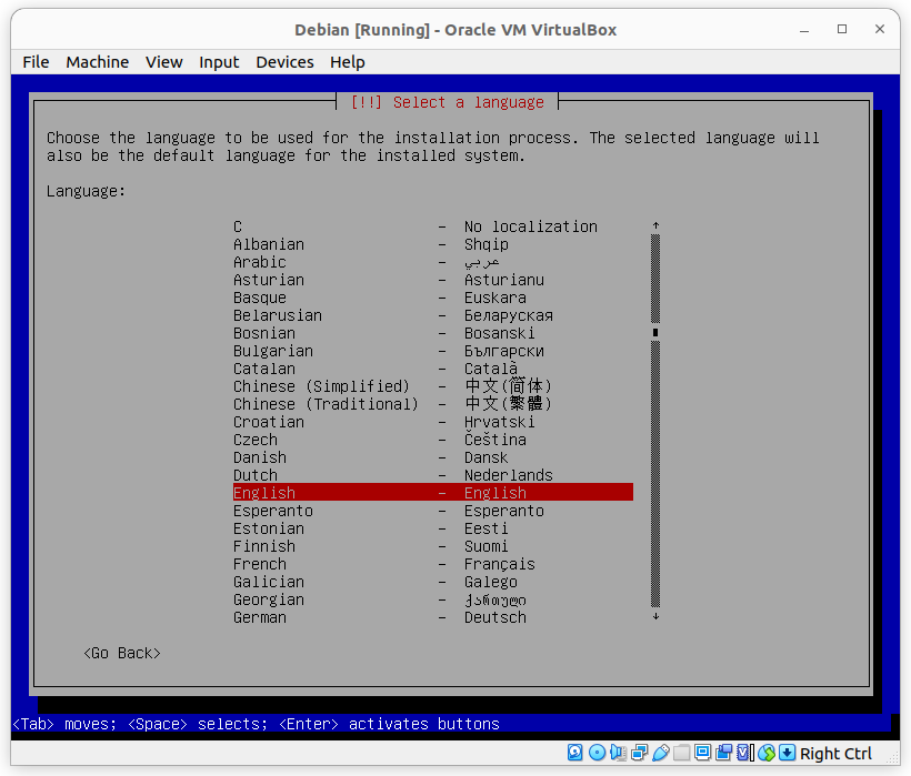 Debian 11 choisir la langue d'installation